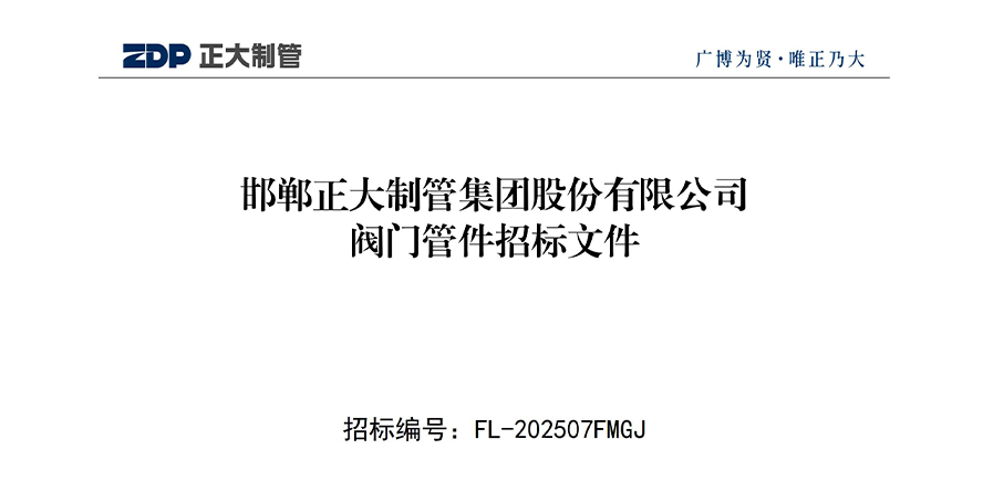 邯鄲正大制管集團(tuán)股份有限公司閥門(mén)管件招標(biāo)文件 邯鄲正大制管集團(tuán)股份有限公司閥門(mén)管件招標(biāo)文件
